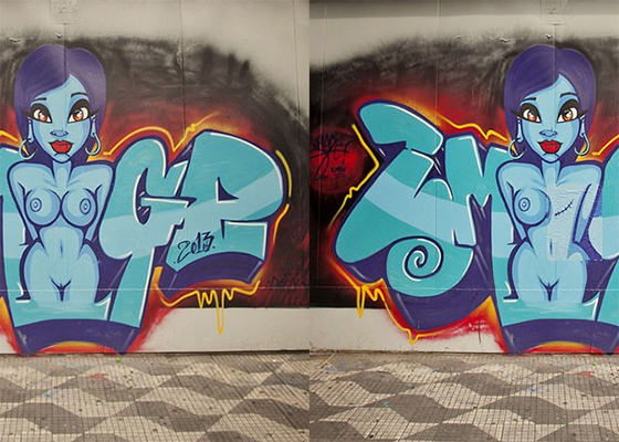 Grafite em campanha sobre Câncer de Mama