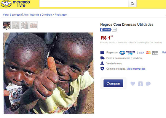 Escravos negros vendidos Mercado Livre